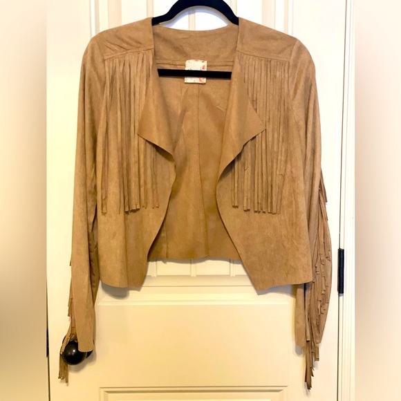 Cherish Jackets & Blazers - Suede fringe cropped cover-lightweight